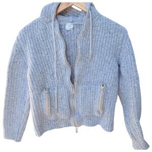 Eleventy Wool Blend Zip Hoodie Womens XL Gray Luxury Knit Jacket Italy